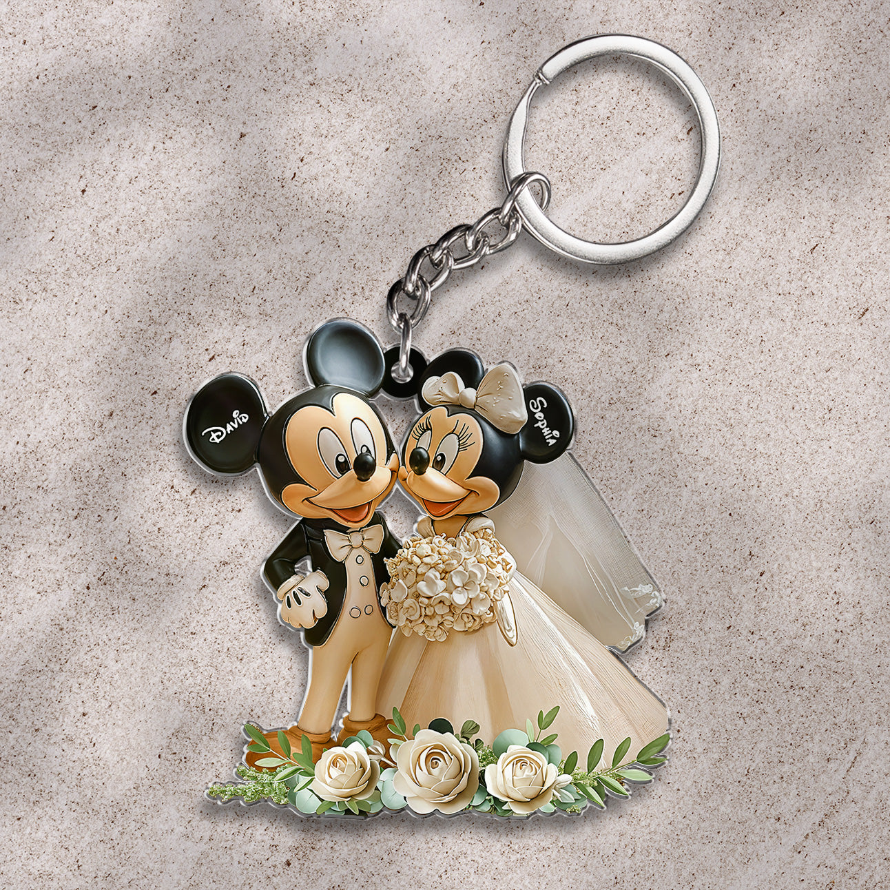 Cute Mouse Couple - Personalized Mouse Freestanding Keychain 01nath201224