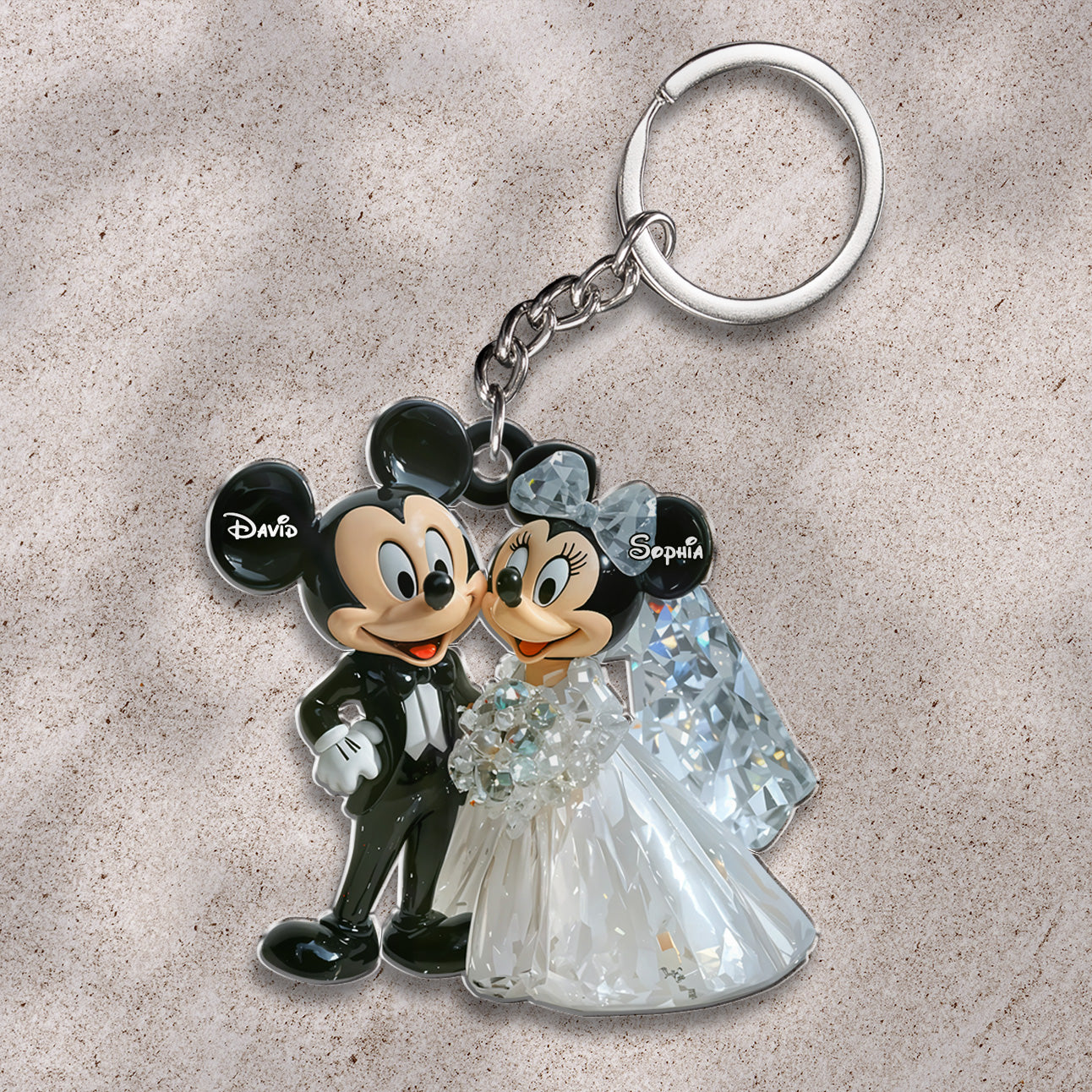 Cute Mouse Married Couple - Personalized Mouse Keychain 01nath111224