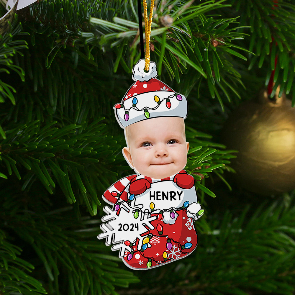 Peeking Baby First Christmas - Personalized Acrylic Photo Ornament 03natn210924