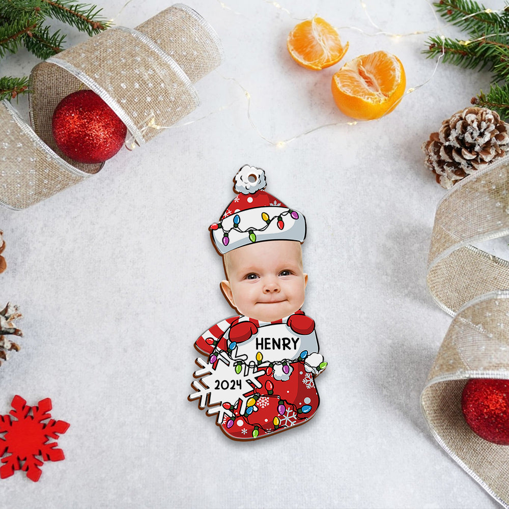 Peeking Baby First Christmas - Personalized Acrylic Photo Ornament 03natn210924