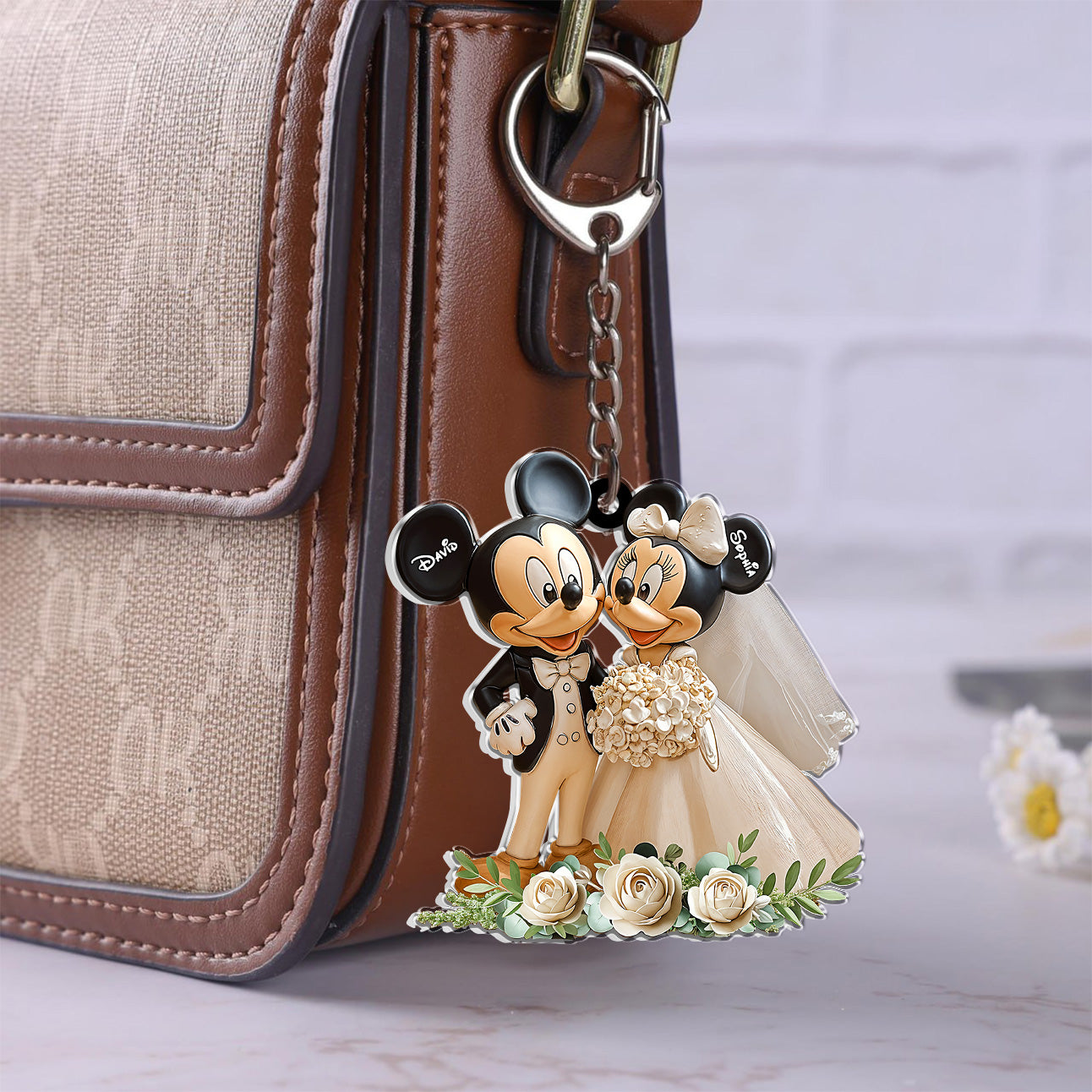 Cute Mouse Couple - Personalized Mouse Freestanding Keychain 01nath201224