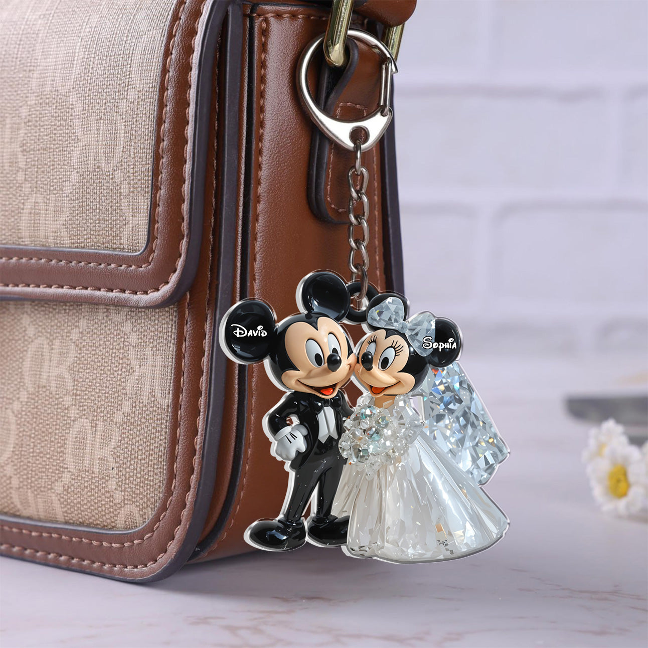 Cute Mouse Married Couple - Personalized Mouse Keychain 01nath111224