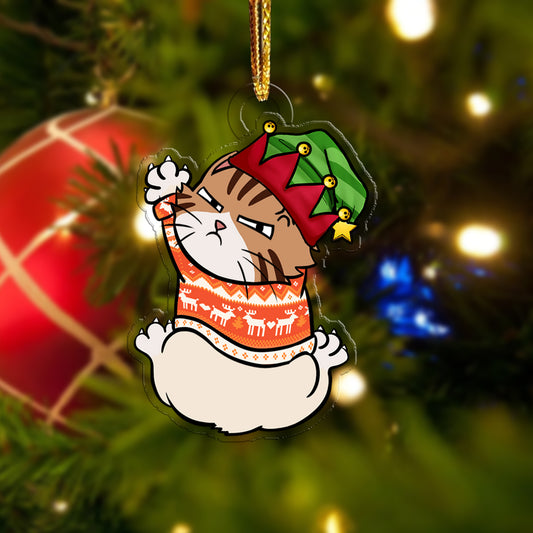 Naughty Cat Hanging Christmas, Personalized Ornament, Gift For Cat Lovers 01natn230924