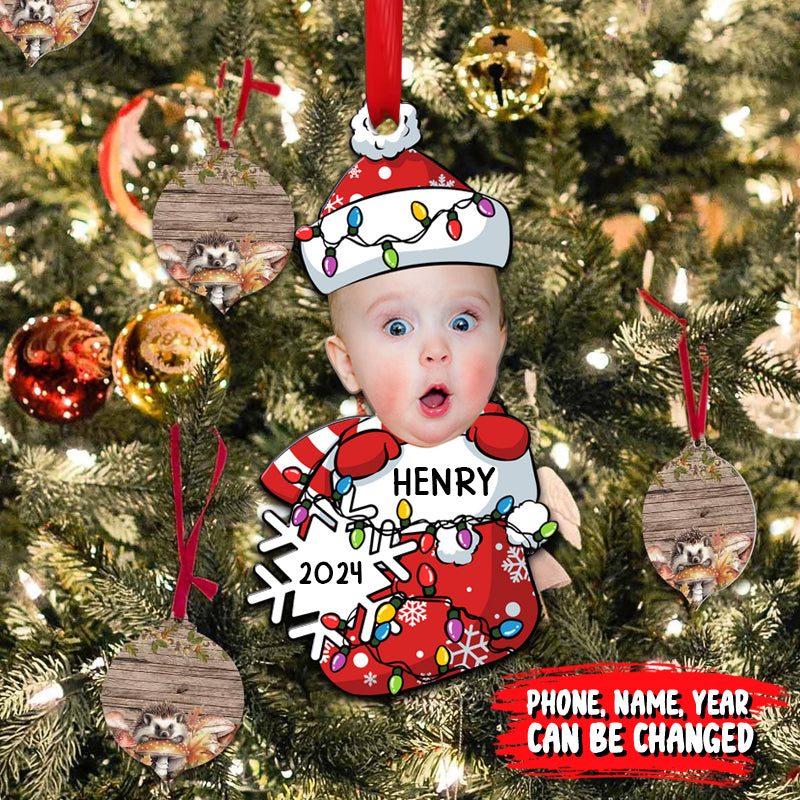 Peeking Baby First Christmas - Personalized Acrylic Photo Ornament 03natn210924