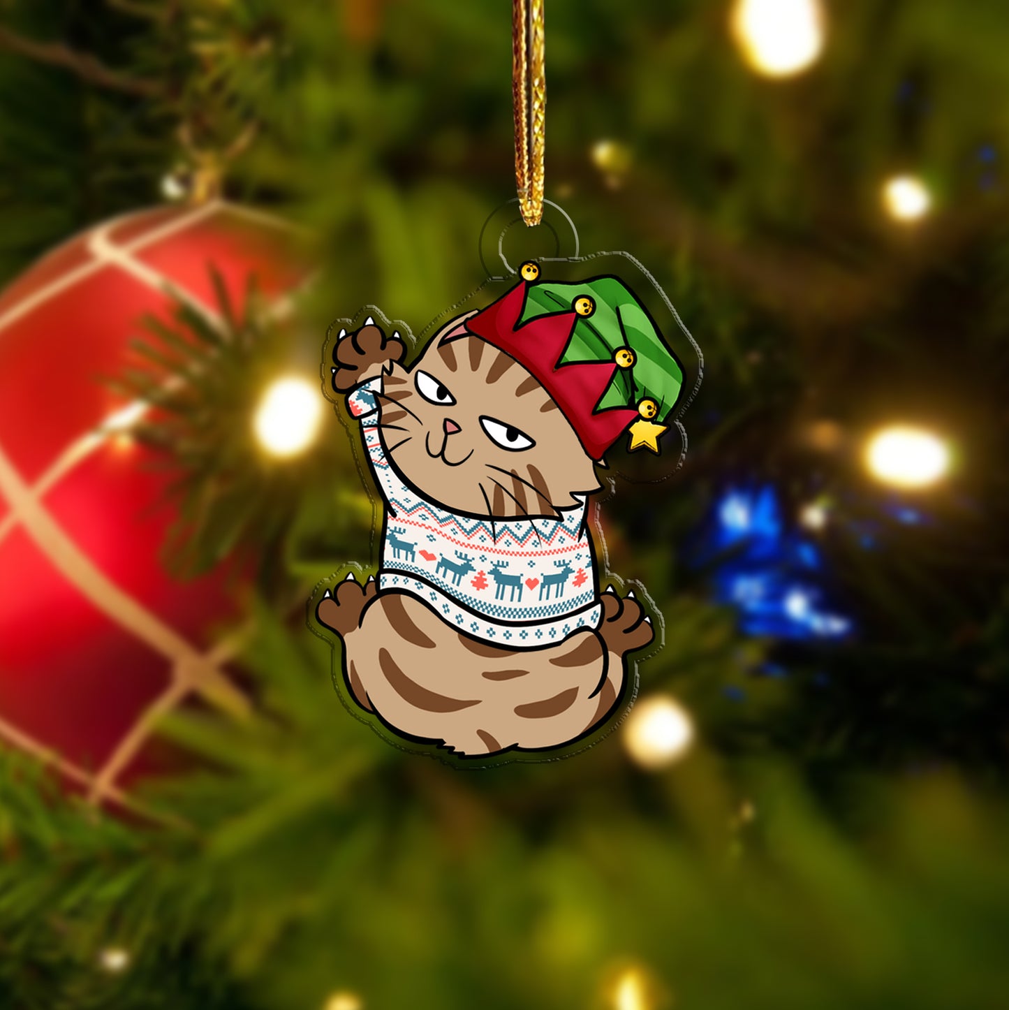 Naughty Cat Hanging Christmas, Personalized Ornament, Gift For Cat Lovers 01natn230924