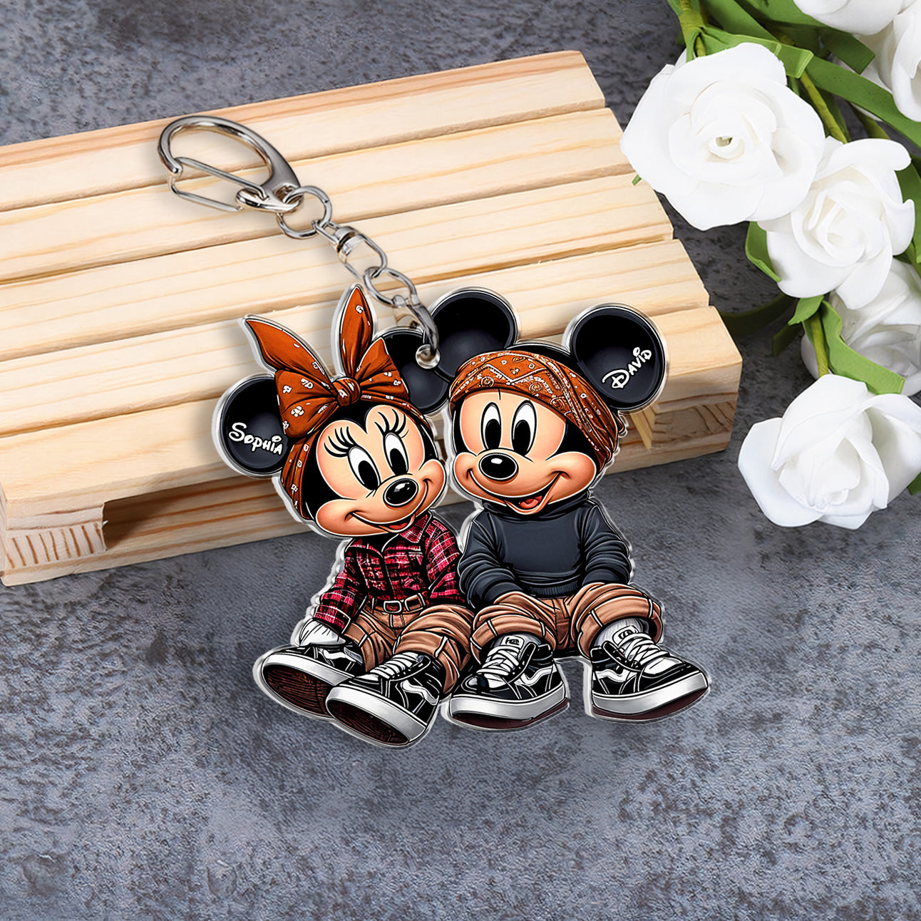 Chicano Mouse Couple - Personalized Mouse Keychain 02nath111224