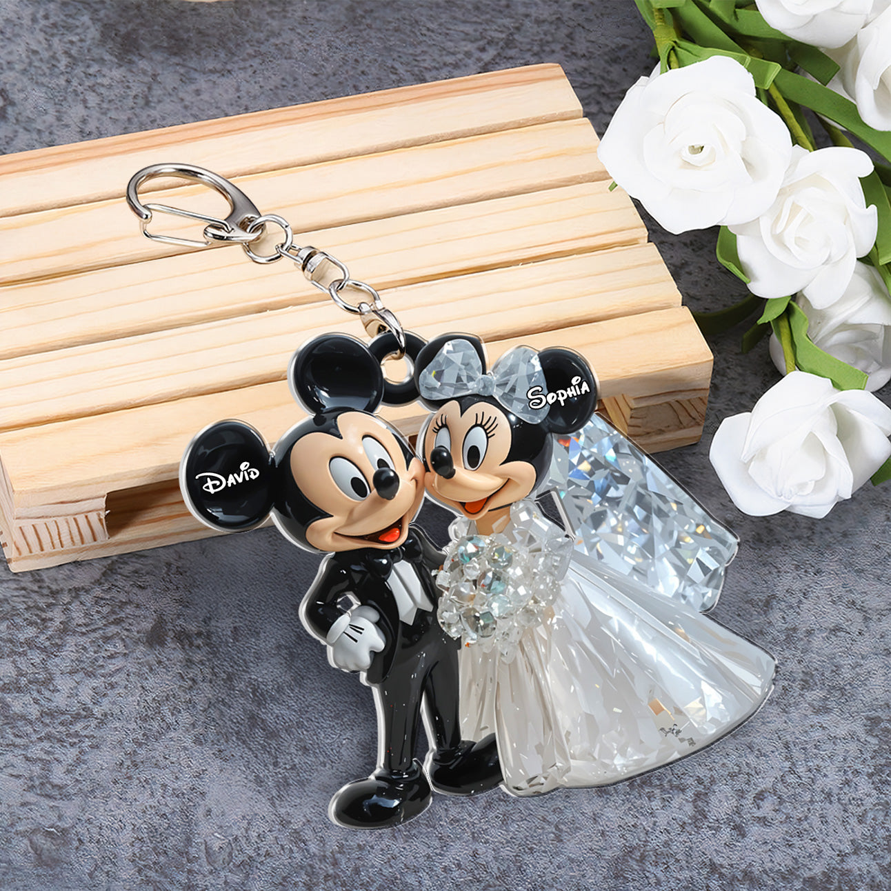 Cute Mouse Married Couple - Personalized Mouse Keychain 01nath111224