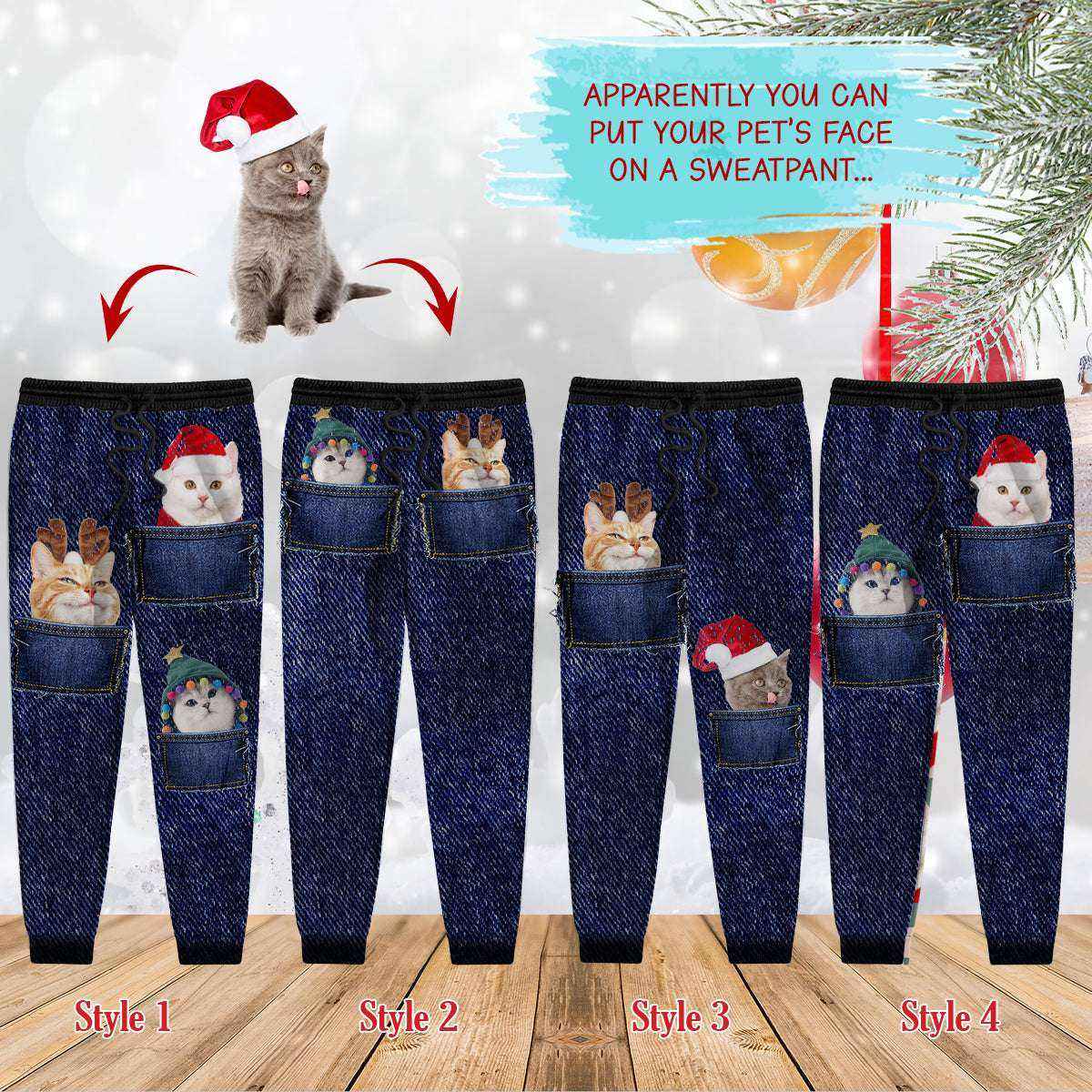 Custom Face Dog Cat Photo Pattern Jeans Sweatpants ht1000tt - Demiq Ecommerce