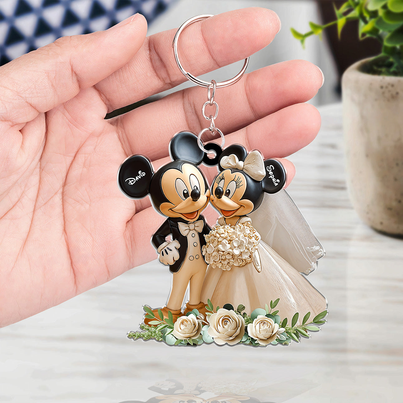 Cute Mouse Couple - Personalized Mouse Freestanding Keychain 01nath201224