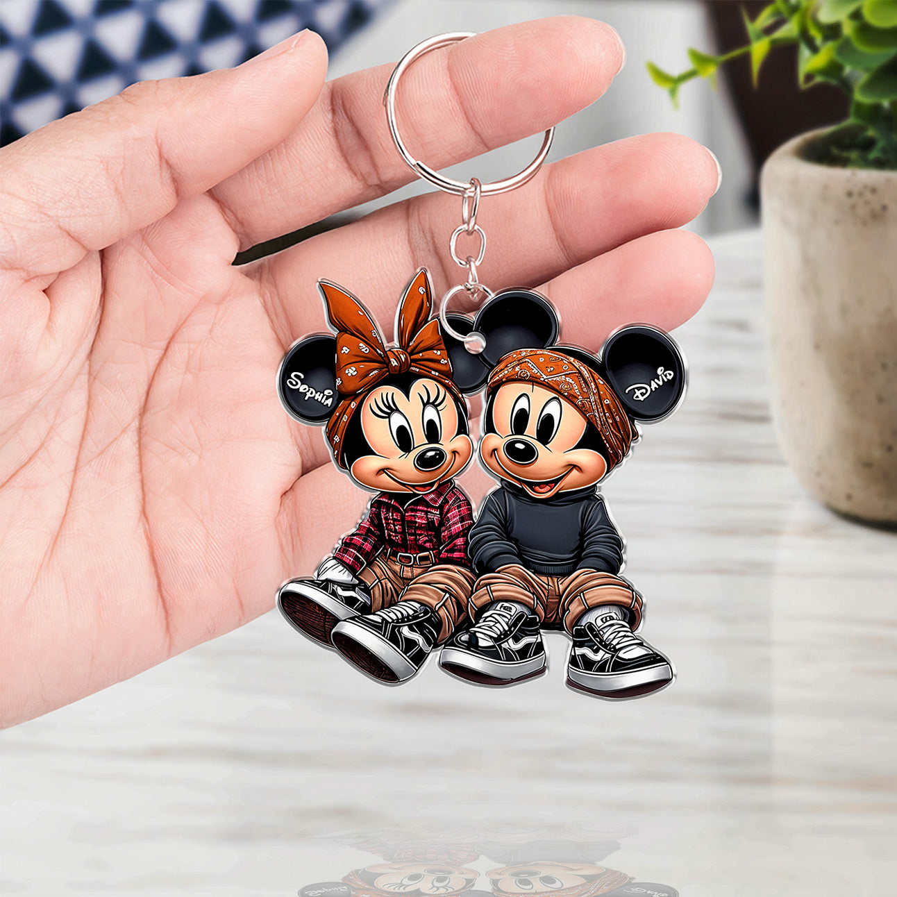 Chicano Mouse Couple - Personalized Mouse Keychain 02nath111224