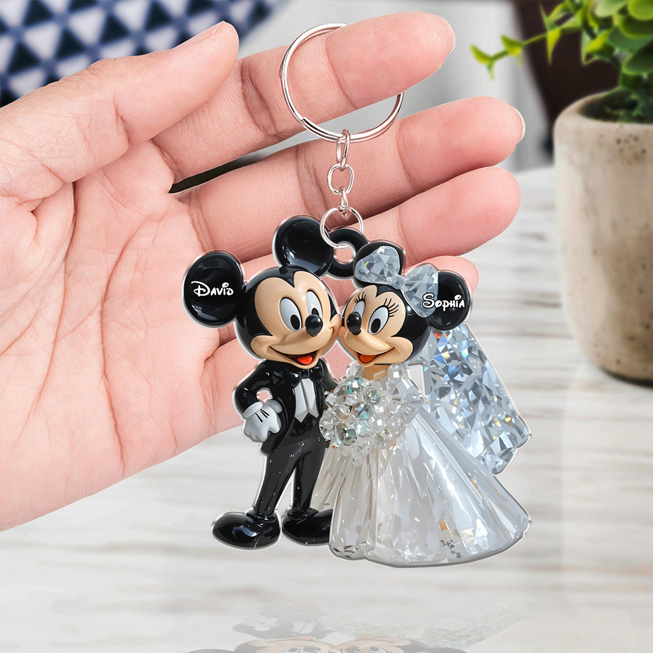 Cute Mouse Married Couple - Personalized Mouse Keychain 01nath111224