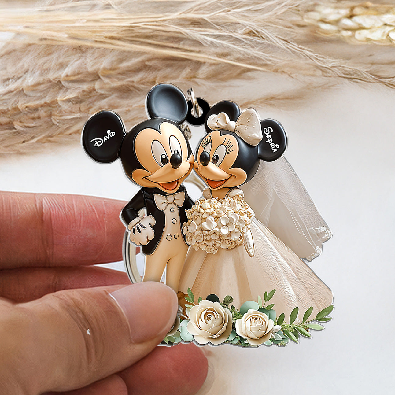 Cute Mouse Couple - Personalized Mouse Freestanding Keychain 01nath201224