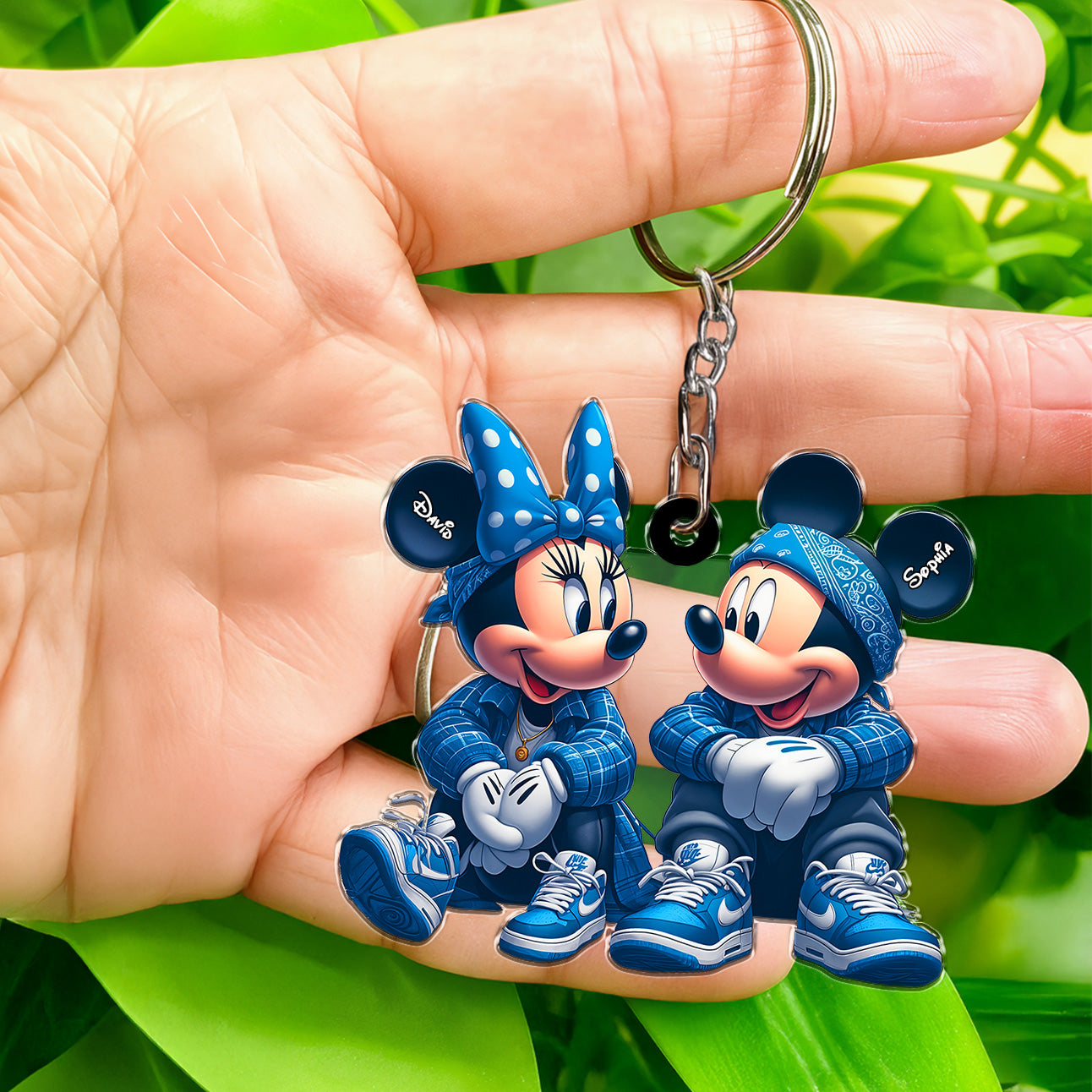 Personalized Couple Keychain - Trendy Blue Outfit Design - Custom Gift for Partners 08nath161224