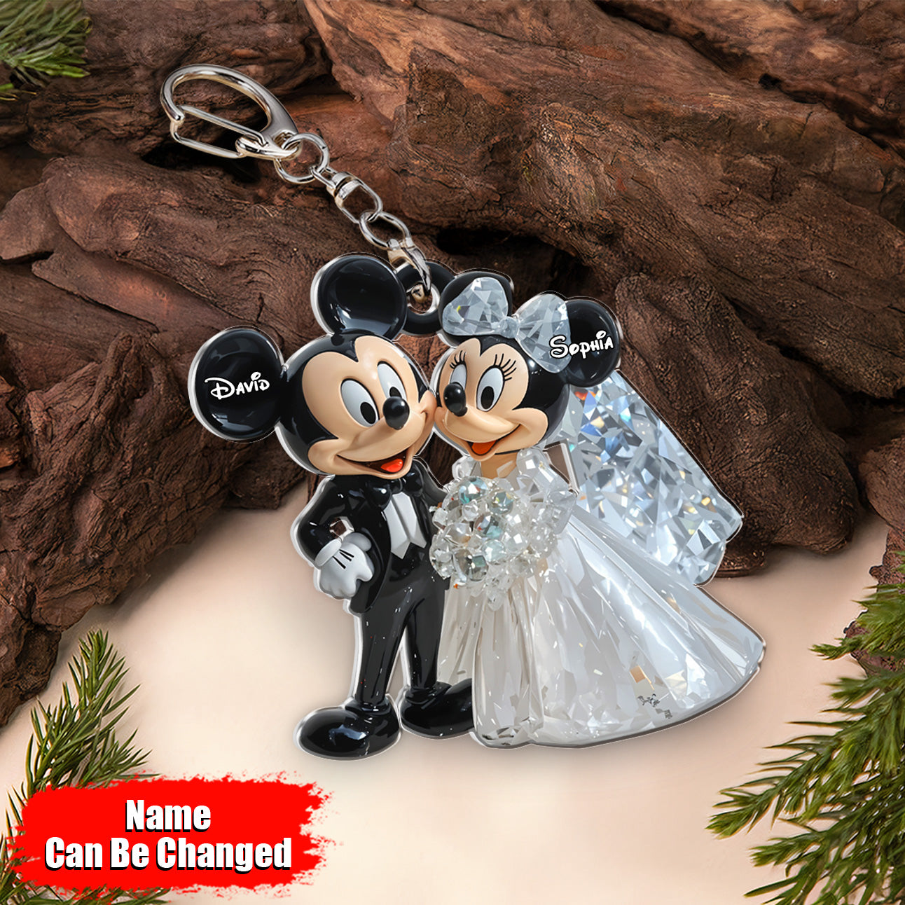 Cute Mouse Married Couple - Personalized Mouse Keychain 01nath111224