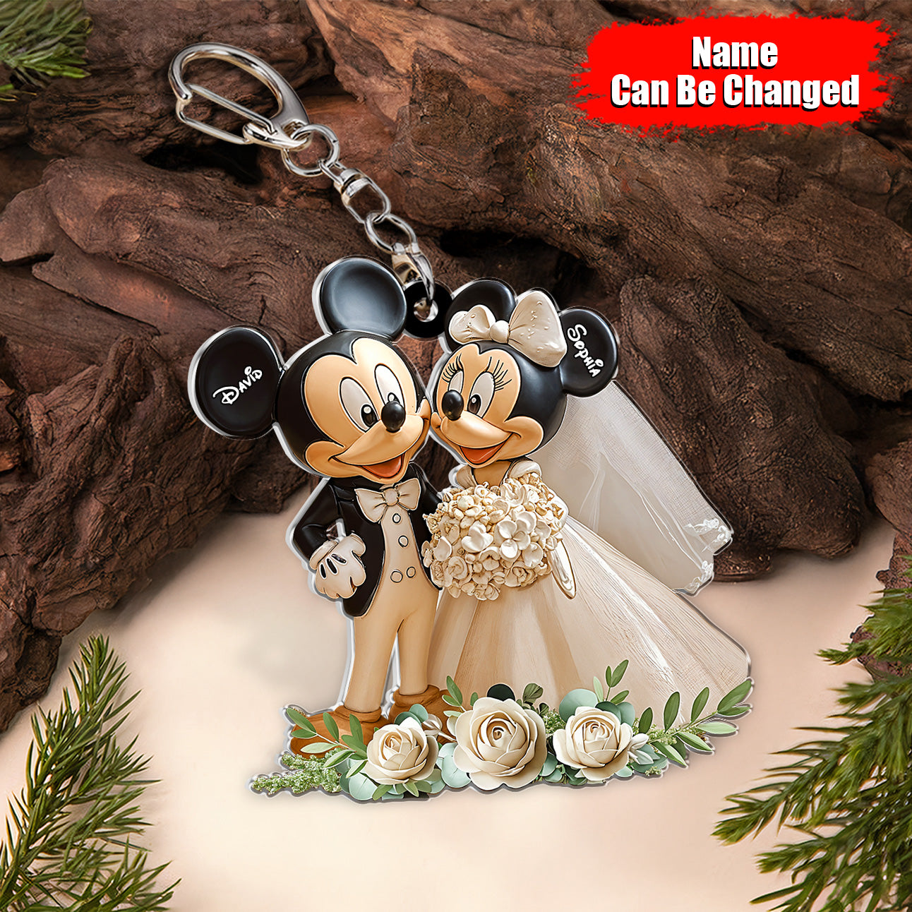 Cute Mouse Couple - Personalized Mouse Freestanding Keychain 01nath201224