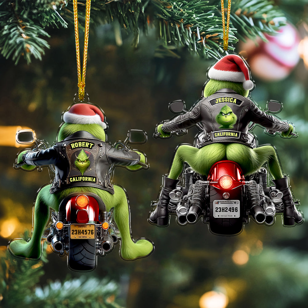 Personalized Christmas Gifts Green Monster On A Motorcycle Acrylic Ornament 07nami281124