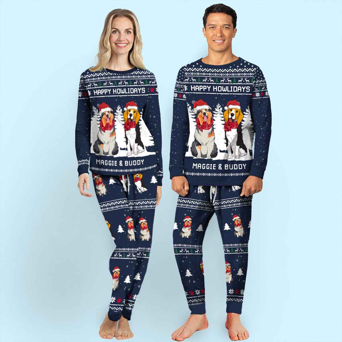 Dog Mom Dad Christmas - Personalized Custom Matching Pajama Set - Demiq Ecommerce