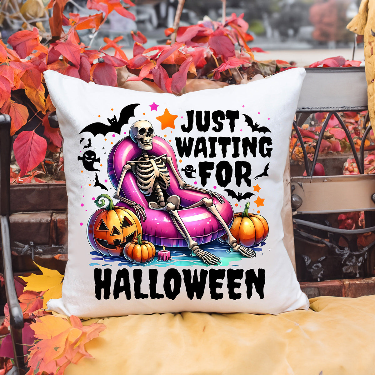 Just Waiting for Halloween Throw Pillow