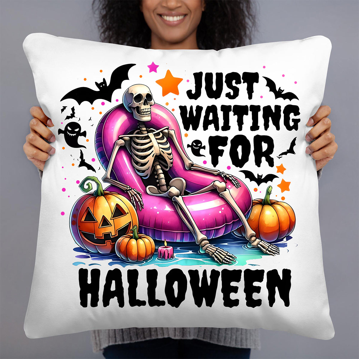 Just Waiting for Halloween Throw Pillow