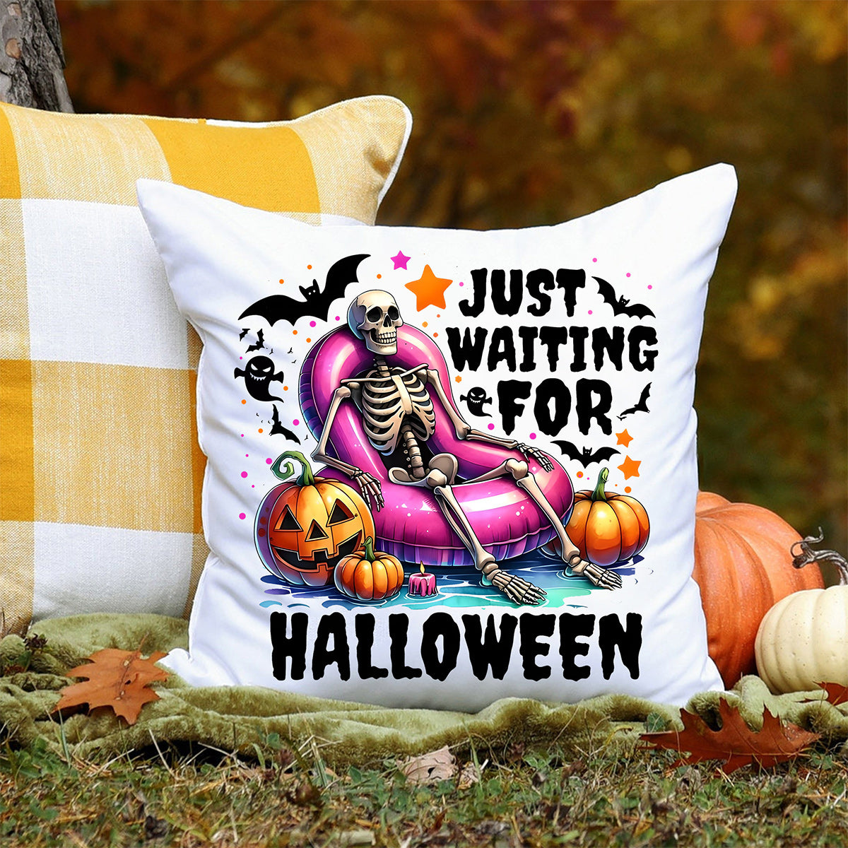 Just Waiting for Halloween Throw Pillow