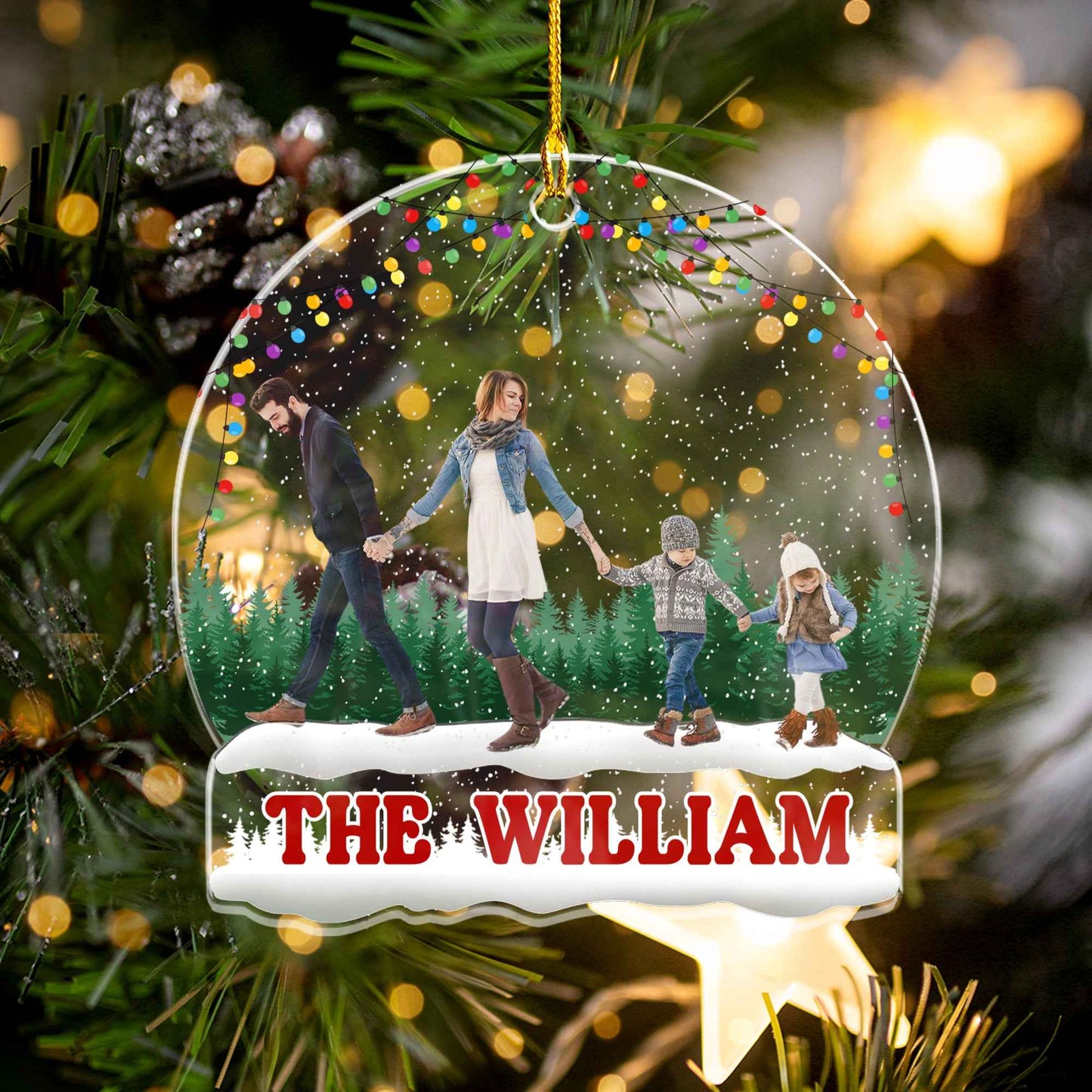 Family Merry Christmas - Personalized Acrylic Photo Ornament - Demiq Ecommerce