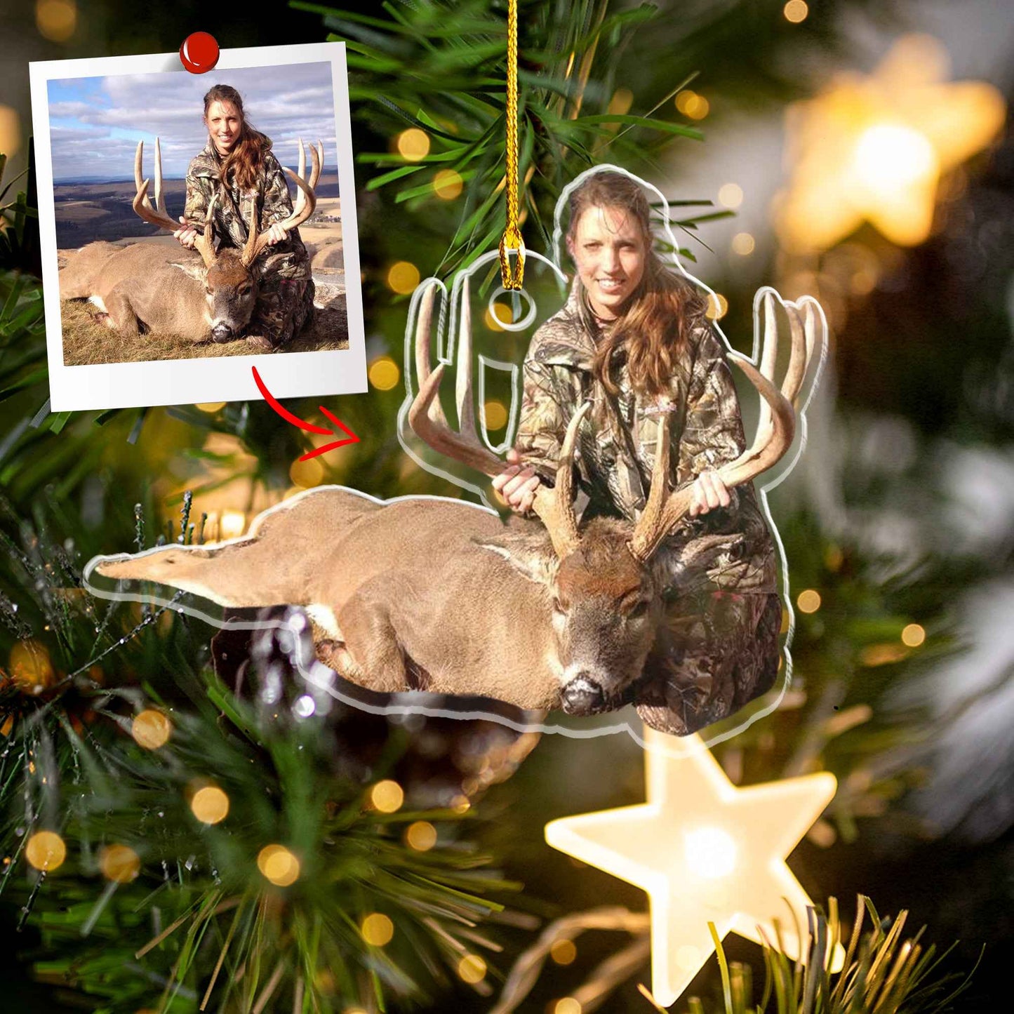 Custom Photo Ornament For Hunting Lovers - Personalized Acrylic Photo Ornament - Demiq Ecommerce