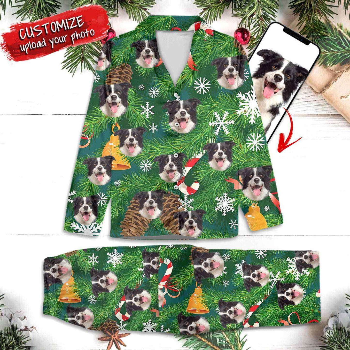 Custom Pajamas Portrait Photo Christmas Pattern Dog Cat ht10006tt - Demiq Ecommerce