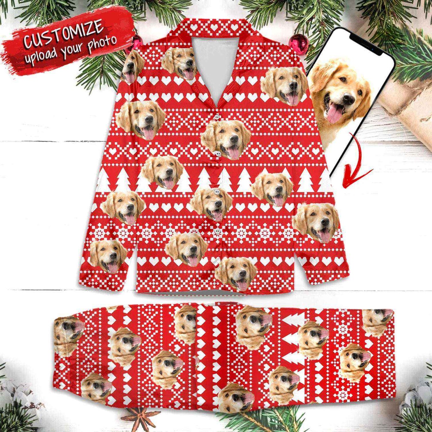 Custom Pajamas Portrait Photo Christmas Pattern Dog Cat ht10006tt - Demiq Ecommerce