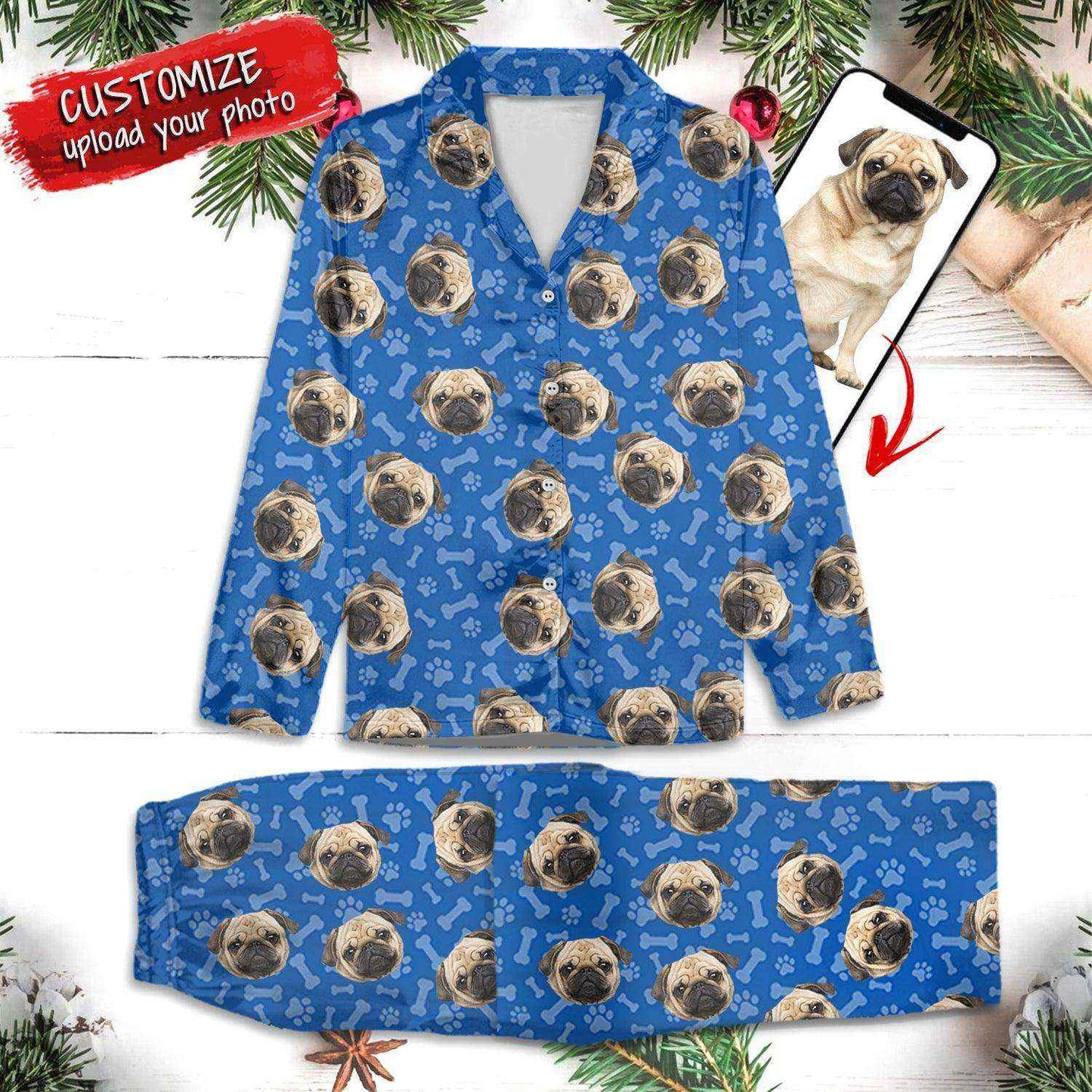 Custom Dog Cat Portrait Photo Christmas Gift Pajamas ht10005tt - Demiq Ecommerce