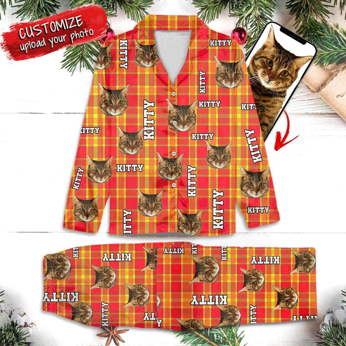 Custom Pajamas Portrait Photo Christmas Pattern Dog Cat ht10006tt - Demiq Ecommerce