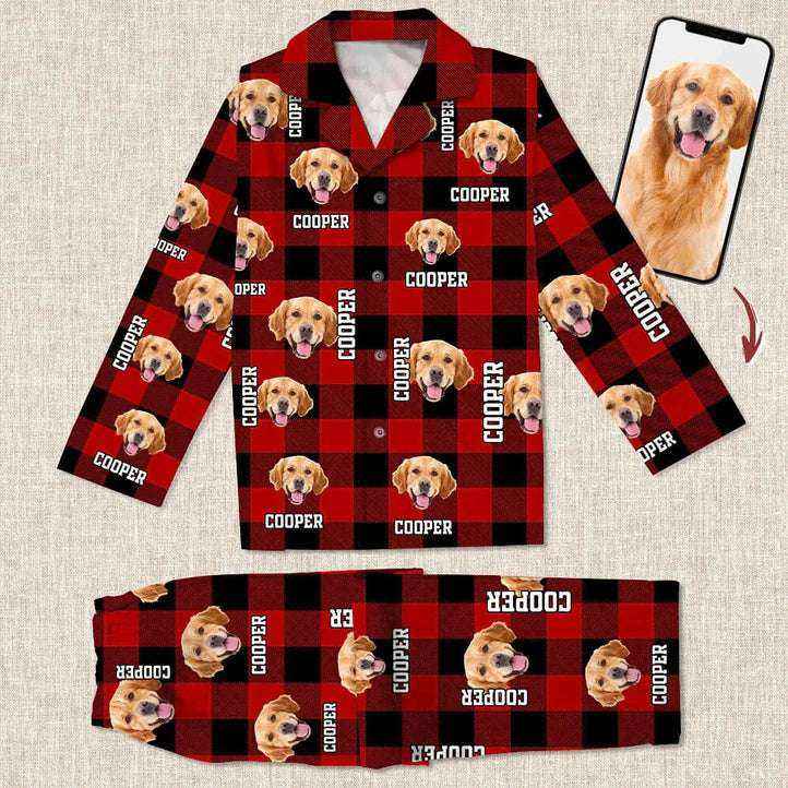 Custom Photo Name Dog Cat Flannel Pajamas 888737 - Demiq Ecommerce