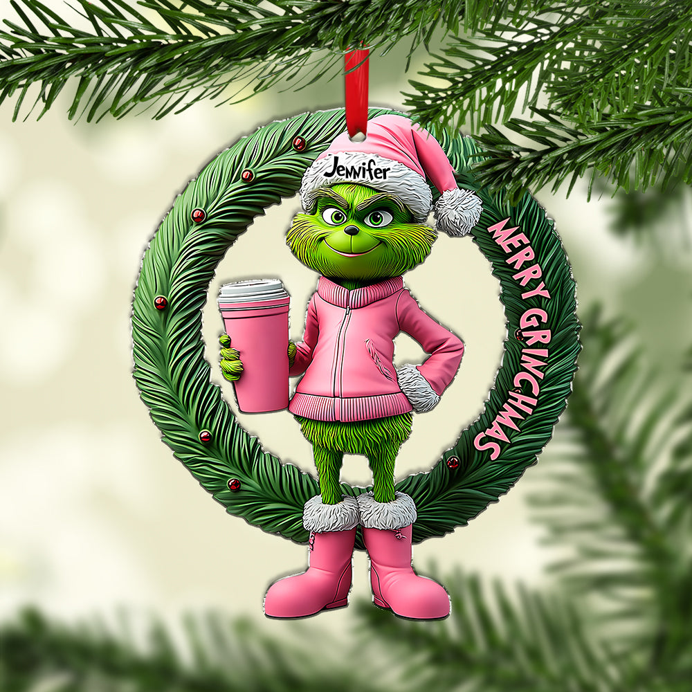 Grinchy Green Lady - Personalized Stole Christmas Ornament