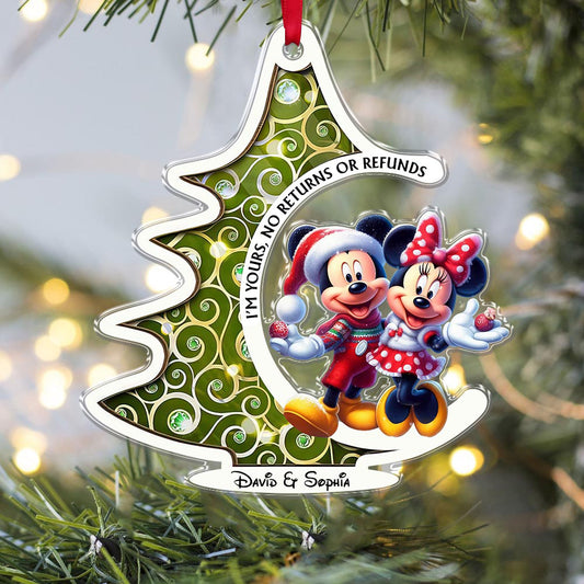 Festive Mouse Couple Christmas Ornament - Personalized Gift