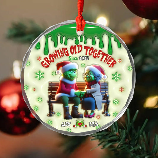 Personalized Gifts For Old Couple Glass Ornament