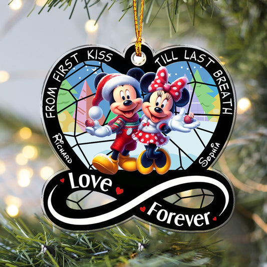 Festive Mouse Couple Christmas Ornament - Personalized Gift