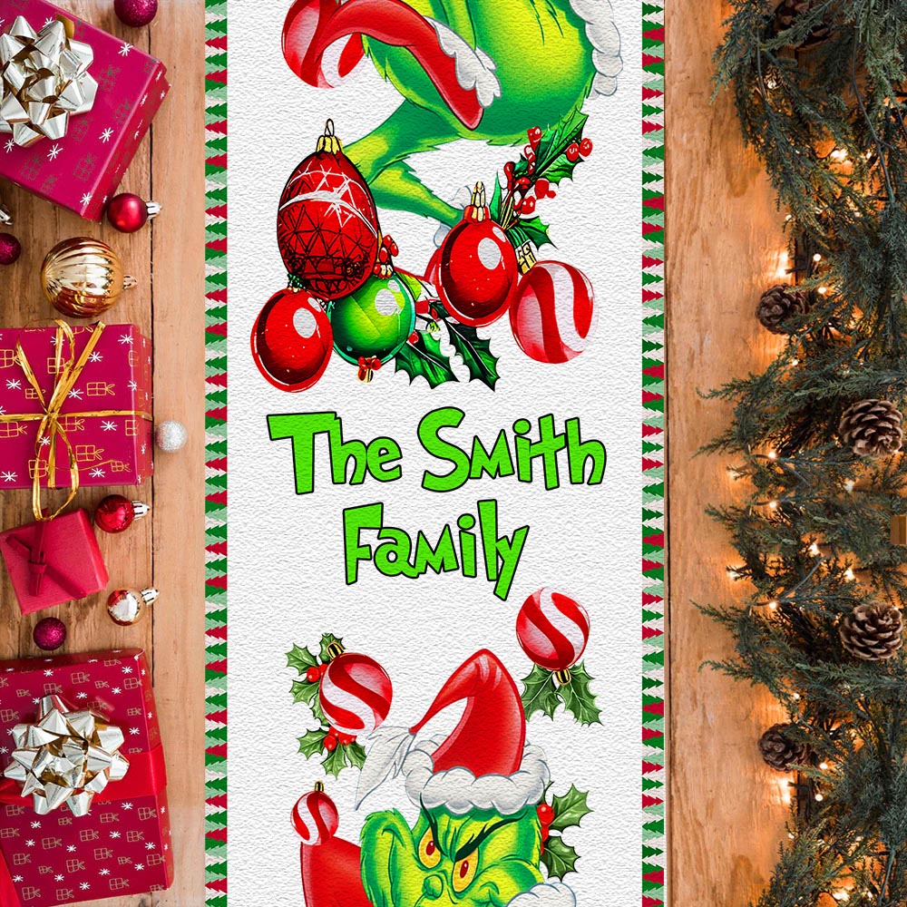 Merry Grinchmas - Personalized Family Table Runner