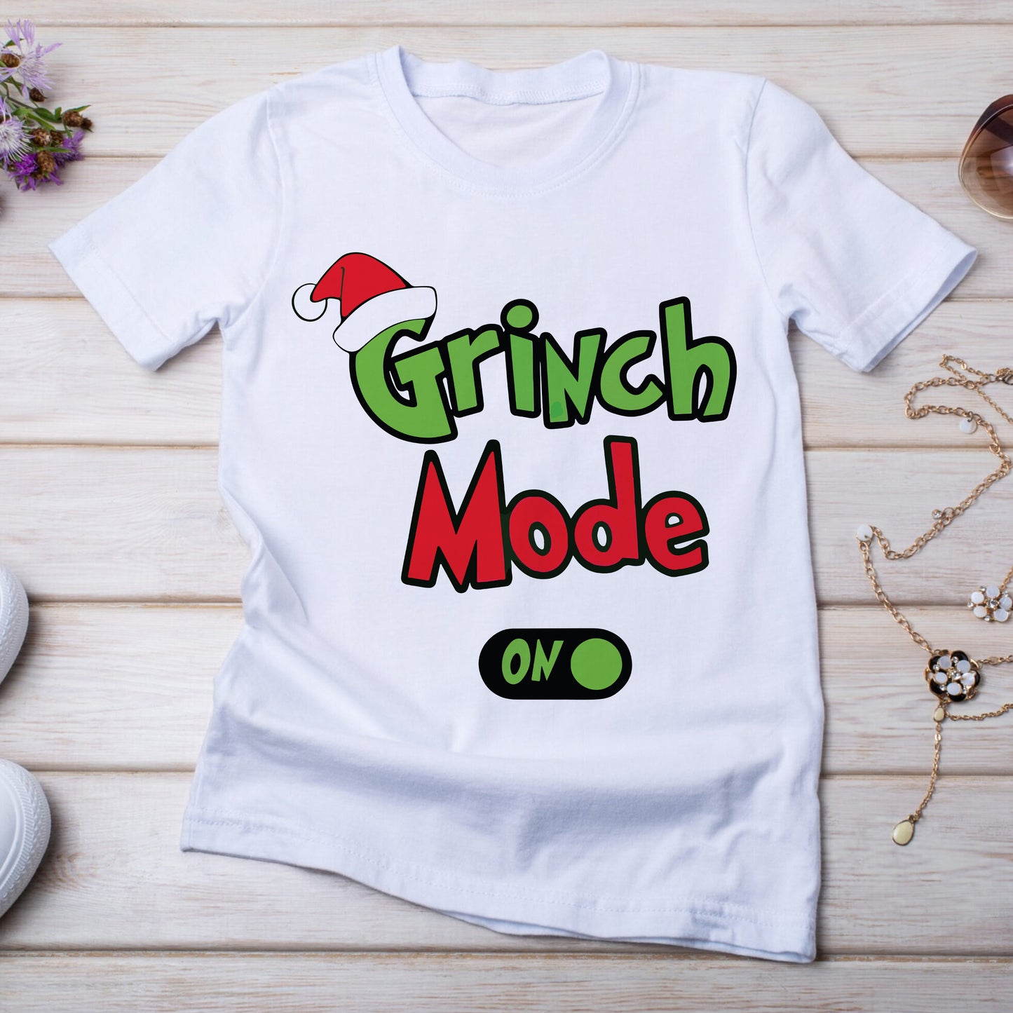 Grinch Mode On Christmas T-Shirt – Fun Holiday Graphic Tee for All Ages