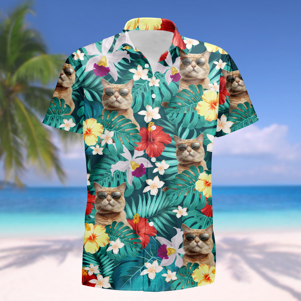 Custom Photo Tropical Style Cat Hawaii Shirt