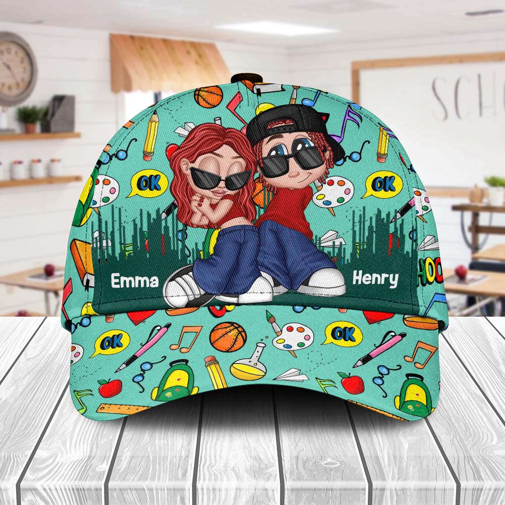 Personalized Back-To-School Chicano Y2K Couple Cap