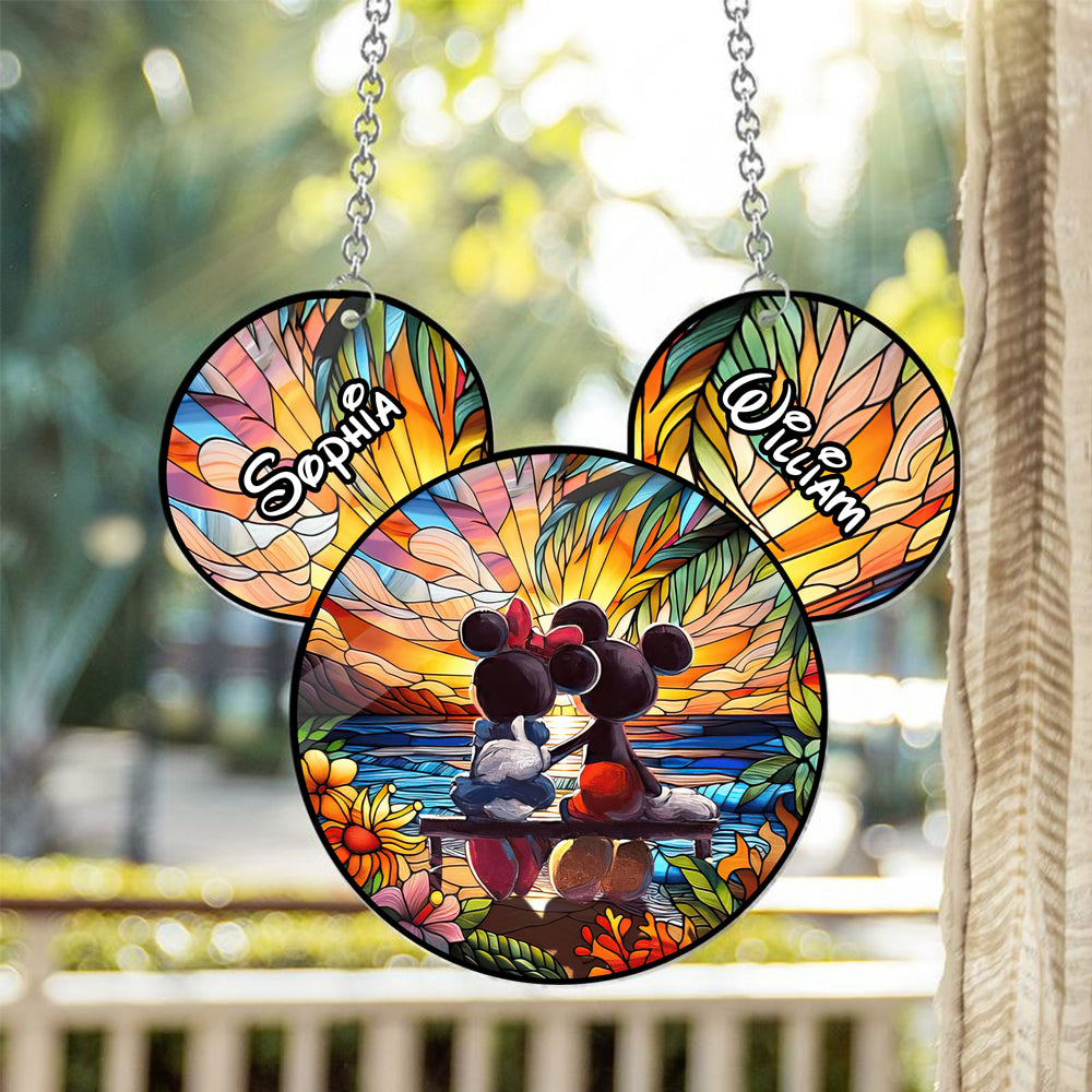 Romantic Sunset - Personalized Mouse Window Hanging Suncatcher Ornament