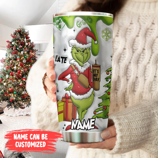 Any Name Green Christmas - Personalized Tumbler