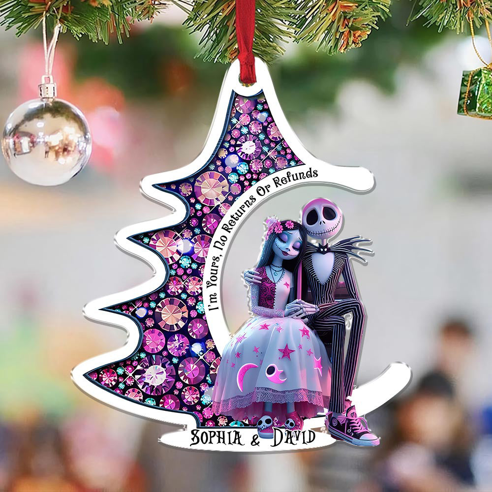 Personalized Gothic Christmas Ornament - Romantic Skeleton Couple