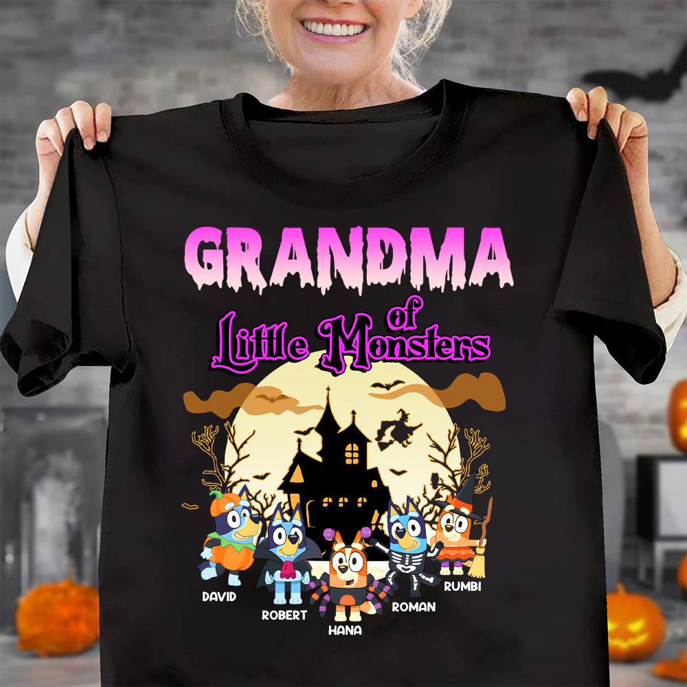 Grandma of Little Monster - Cartoon Dog Family Halloween - Personalized Shirt