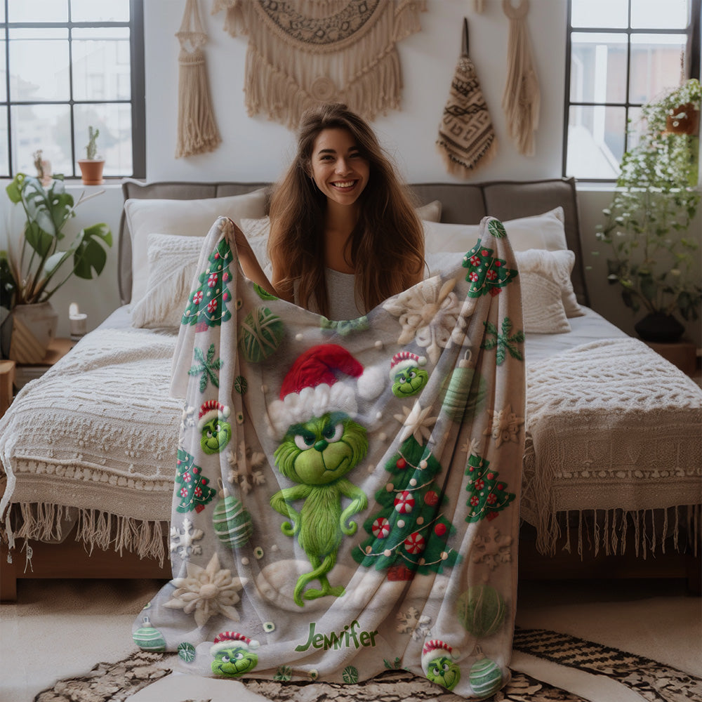 Merry Grinchmas - Personalized Stole Christmas Blanket 07naqg221124