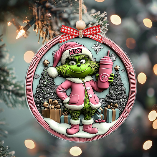 Grinchy Green Lady - Personalized Stole Christmas Ornament