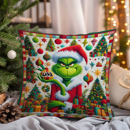 Merry Grinchmas - Personalized Stole Christmas Throw Pillow