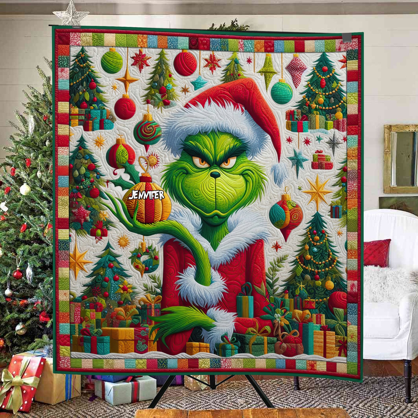 Merry Grinchmas - Personalized Stole Christmas Quilt 02NAQG041024