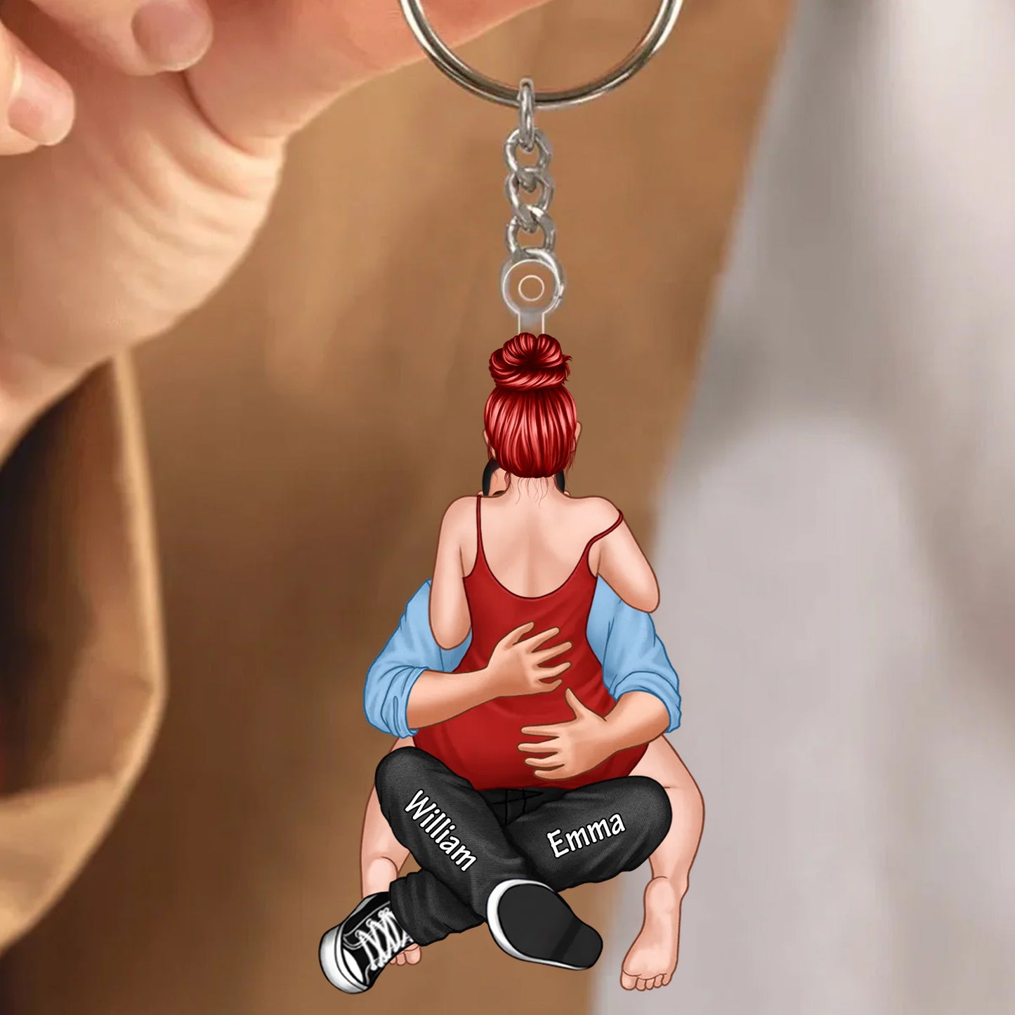 Couple - Hugging Together Couple - Personalized Acrylic Keychain