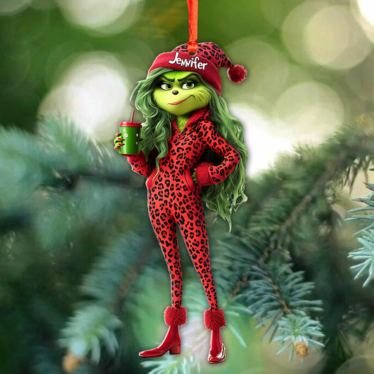 Beautiful Grinch Lady - Personalized Stole Christmas Transparent Ornament 03napg241024