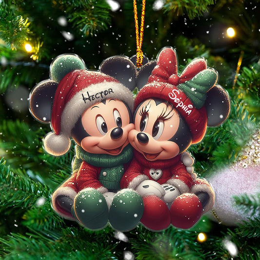 Cute Mouse Couple, Personalized Mouse Ornament